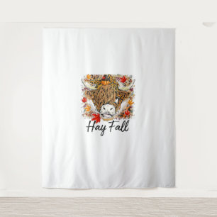 Hay Fall Highland Cow Leopard Thanksgiving Heifer  Tapestry