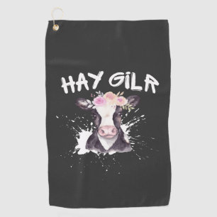 Hay Girl Farmer Funny Cattle Cow Farm Lovers  Golf Towel