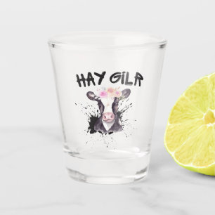 Hay Girl Farmer Funny Cattle Cow Farm Lovers  Shot Glass