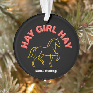 Hay Girl Hay Retro Horse Graphic 2026 Western Chic Ornament