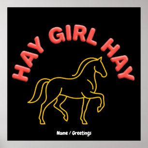 Hay Girl Hay Retro Horse Graphic 2026 Western Chic Poster