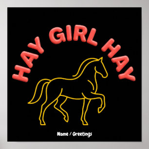 Hay Girl Hay Retro Horse Graphic 2026 Western Chic Poster