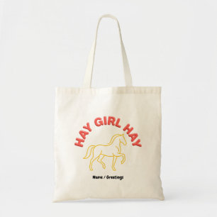 Hay Girl Hay Retro Horse Graphic 2026 Western Chic Tote Bag