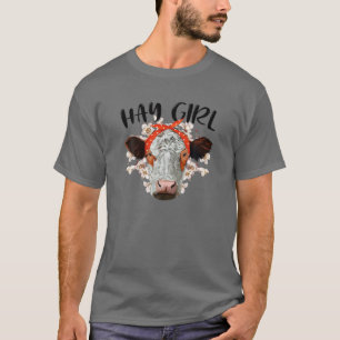 Hay Girl Heifer Farmer Cow Bandanna T-Shirt