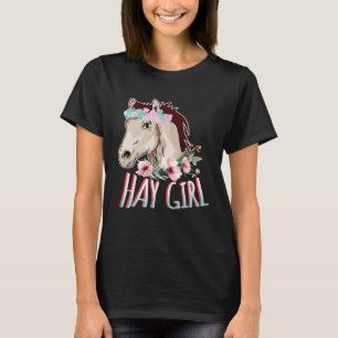 Hay Girl Horse & Flowers Horseback Riding Floral H T-Shirt