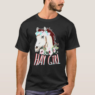 Hay Girl Horse Flowers Horseback Riding Floral Hor T-Shirt