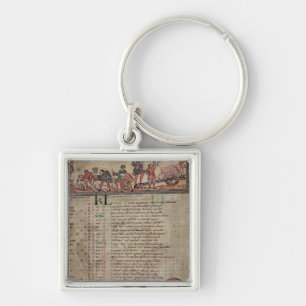 Hay-making and ploughing, from a Calendar Key Ring