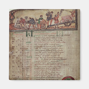 Hay-making and ploughing, from a Calendar Magnet