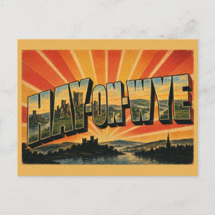 Hay-on-Wye Wales Vintage Travel Art Postcard