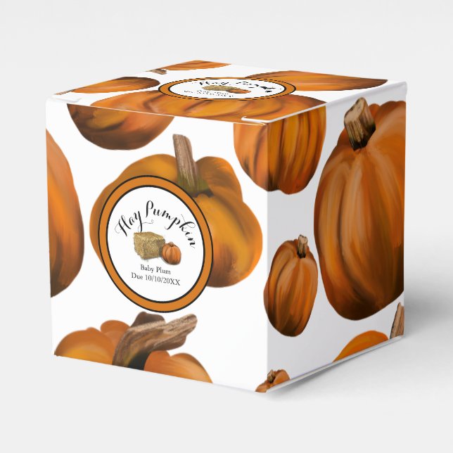 Hay Pumpkin Baby Shower Favour Box (Front Side)