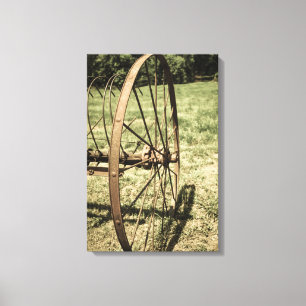 Hay Rake Wheel Aged Canvas Print