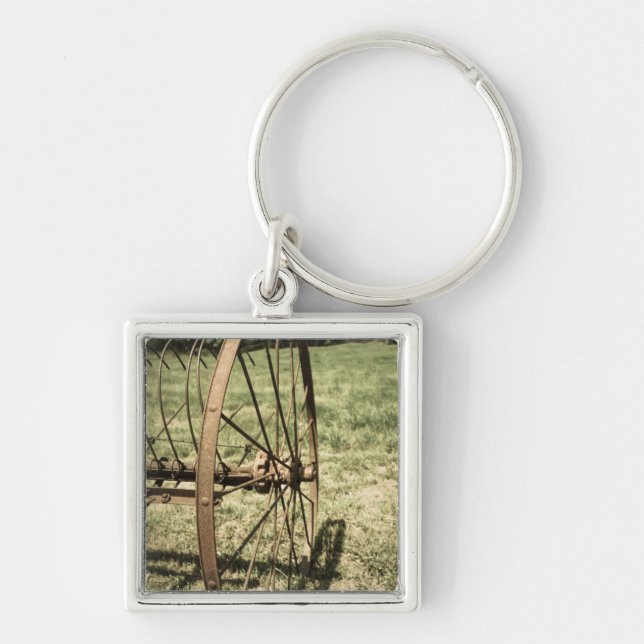 Hay Rake Wheel Aged Key Ring (Front)