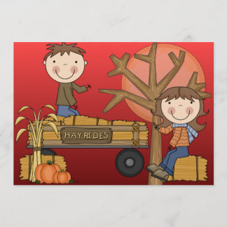 Hay Ride Autumn Party Invitation (girl)