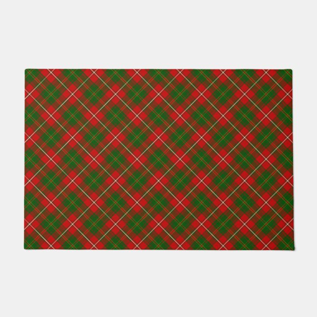 Hay tartan red green plaid doormat (Front)