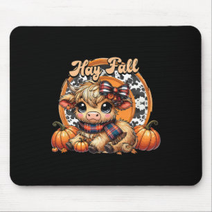 Hay There Pumkin Highland Cow Fall Autumn Thanksgi Mouse Pad