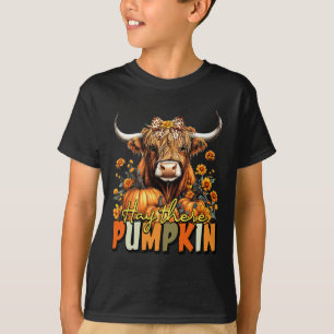 Hay There Pumpkin Highland Cow Fall Autumn Thanksg T-Shirt