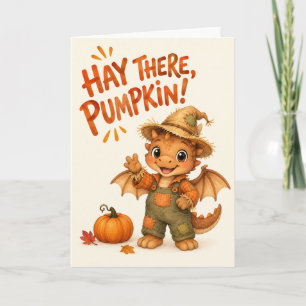 Hay There Pumpkin Scarecrow Dragon Halloween Card