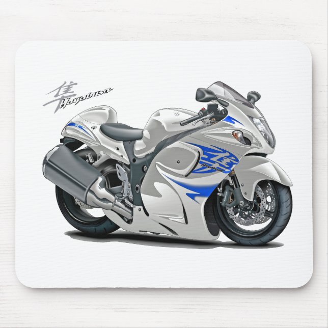 Hayabusa White-Blue Bike Mouse Pad (Front)