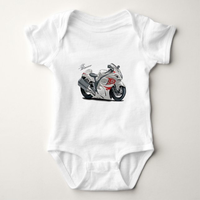 Hayabusa White-Red Bike Baby Bodysuit (Front)
