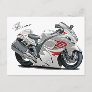 Hayabusa White-Red Bike Postcard