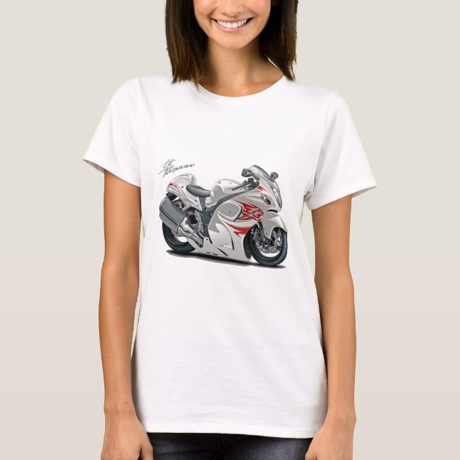 Hayabusa White-Red Bike T-Shirt (Front)