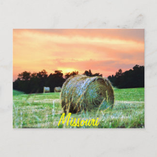 haybales at sunset postcard