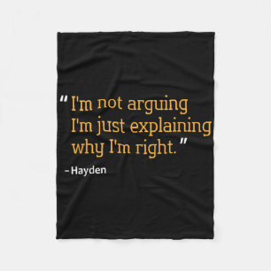 Hayden Gift Quote Funny Birthday Personalised Name Fleece Blanket