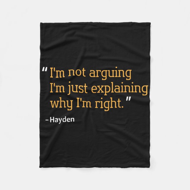 Hayden Gift Quote Funny Birthday Personalised Name Fleece Blanket (Front)