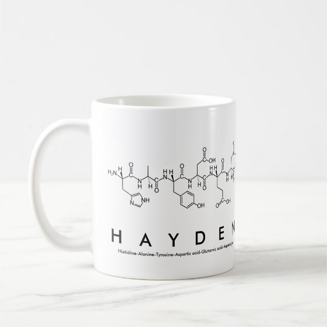 Hayden peptide name mug (Left)