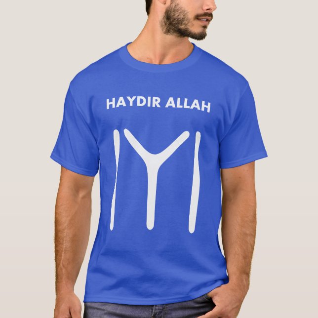 Haydir Allah - Hay Allah - Ertugrul - Kayi Flag T-Shirt (Front)