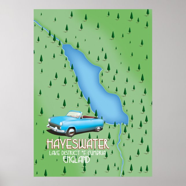 Hayeswater Lake District map travel poster (Front)