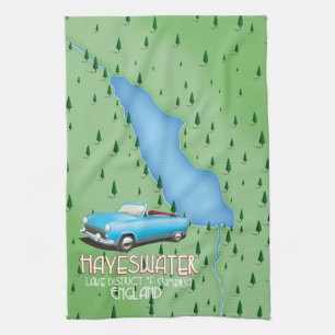 Hayeswater Lake District map travel poster Tea Towel