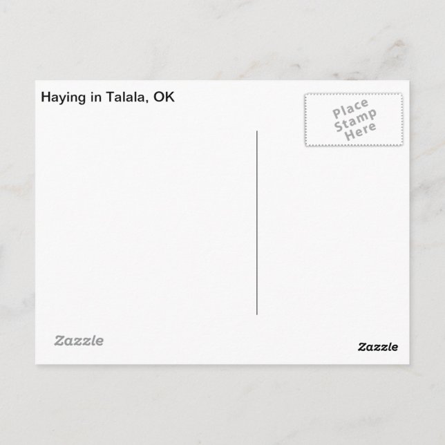 Haying in Talala, OK Postcard (Back)