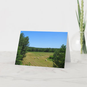 Haying in the valley rural MN farm landscape photo Card