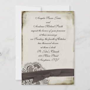 Hayley Cocoa Vintage Lace Invitation