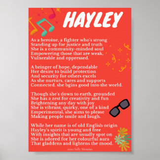 "Hayley" Name Poem Poster