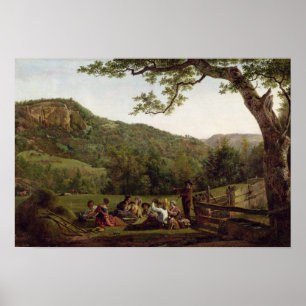 Haymakers Picnicking in a Field Poster