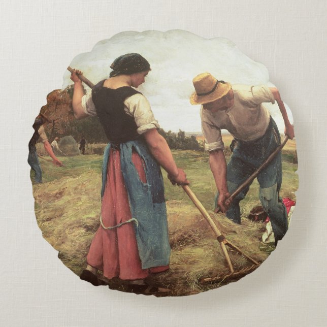 Haymaking, 1880 round cushion (Front)
