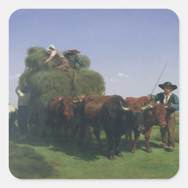 Haymaking, Auvergne Square Sticker (Front)