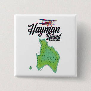 Hayman Island Vintage travel map. 15 Cm Square Badge