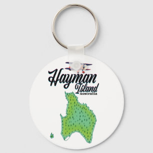 Hayman Island Vintage travel map. Key Ring
