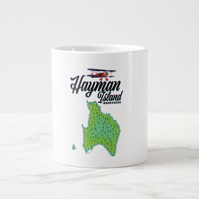 Hayman Island Vintage travel map. Large Coffee Mug (Front)