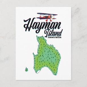 Hayman Island Vintage travel map. Postcard