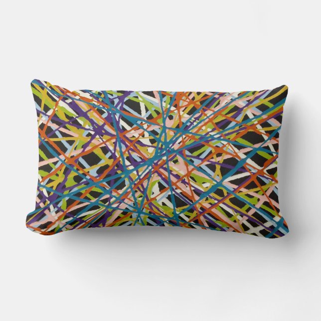 Haystack in Black Cotton Lumbar Throw Pillow (Front)