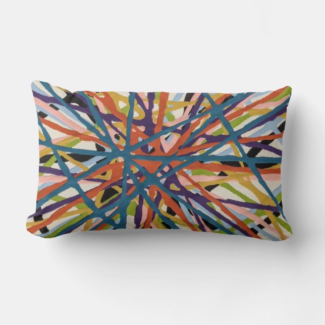 Haystack in White Cotton Lumbar Throw Pillow (Front)