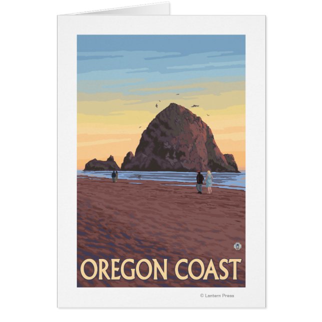Haystack Rock Vintage Travel Poster (Front)
