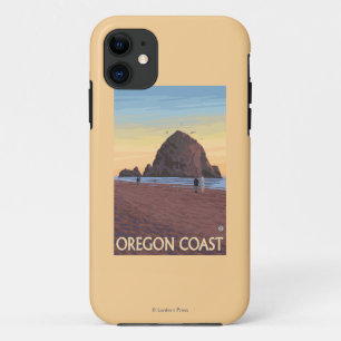 Haystack Rock Vintage Travel Poster iPhone 11 Case