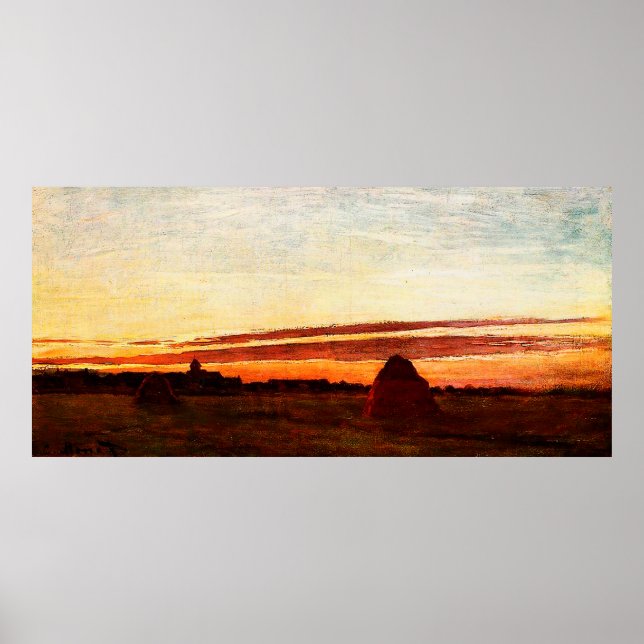 Haystacks at Chailly at Sunrise,1865 Poster (Front)