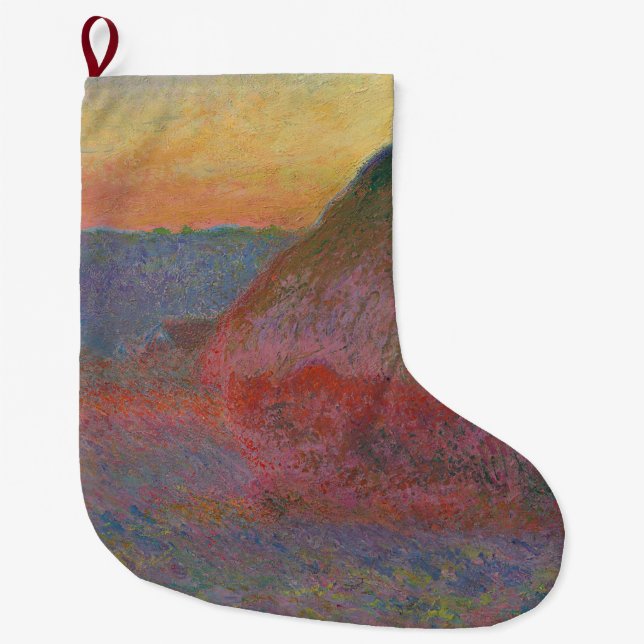 Haystacks (by Claude Monet) Large Christmas Stocking (Front)