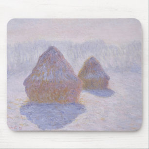 Haystacks Effect of Snow and Sun Mouse Pad